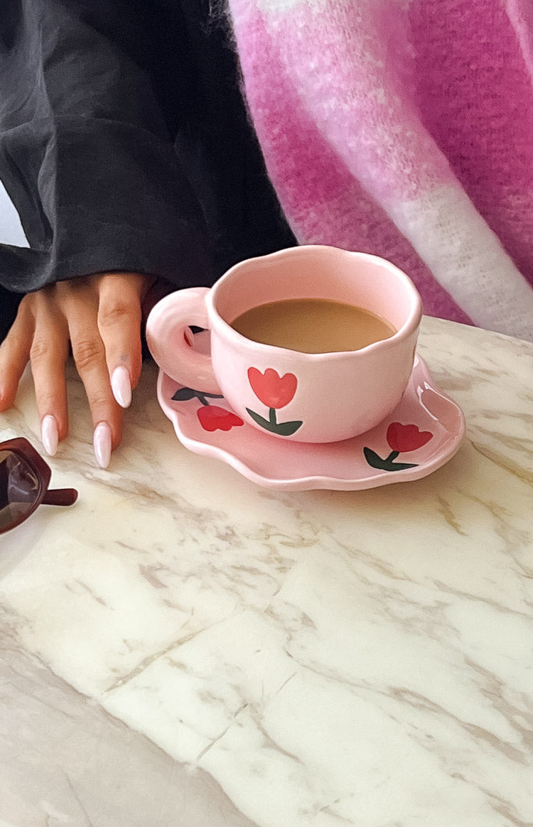 Daisy Pink Floral Mug Set — 6