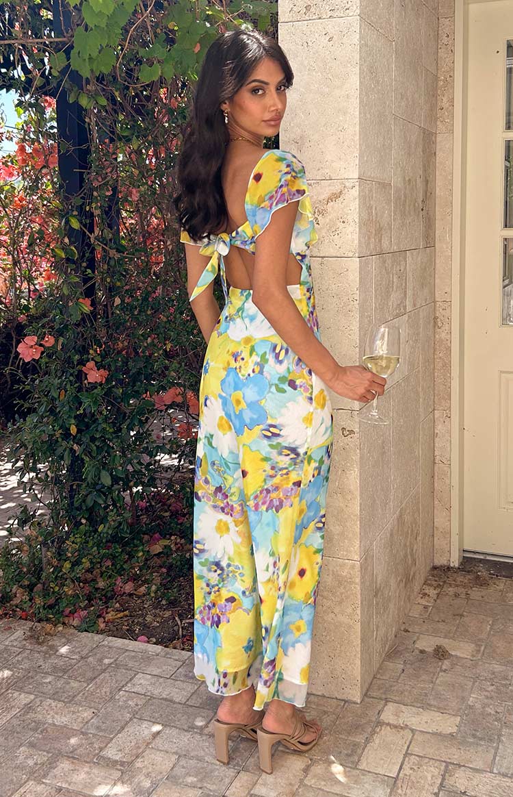 Raymi Blue Floral Chiffon Maxi Dress — 7