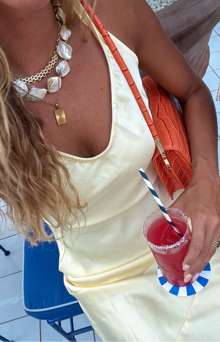 Carnation Yellow Satin Maxi Dress — 9