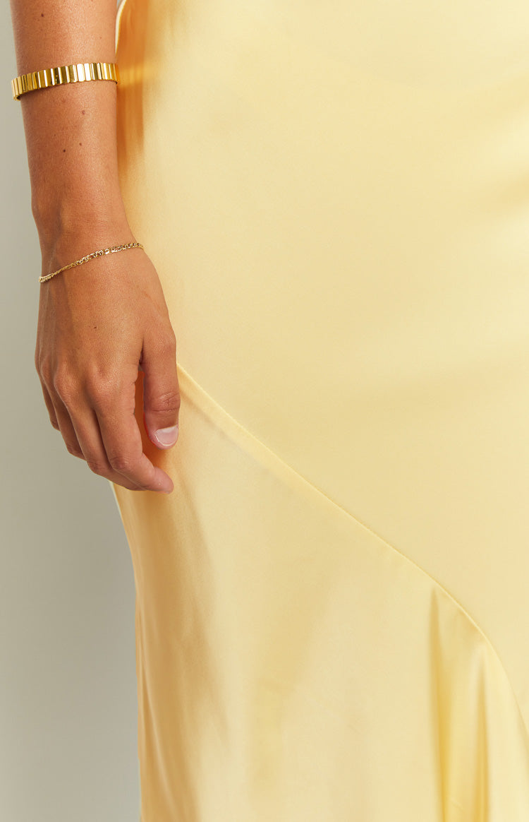 Carnation Yellow Satin Maxi Dress — 6