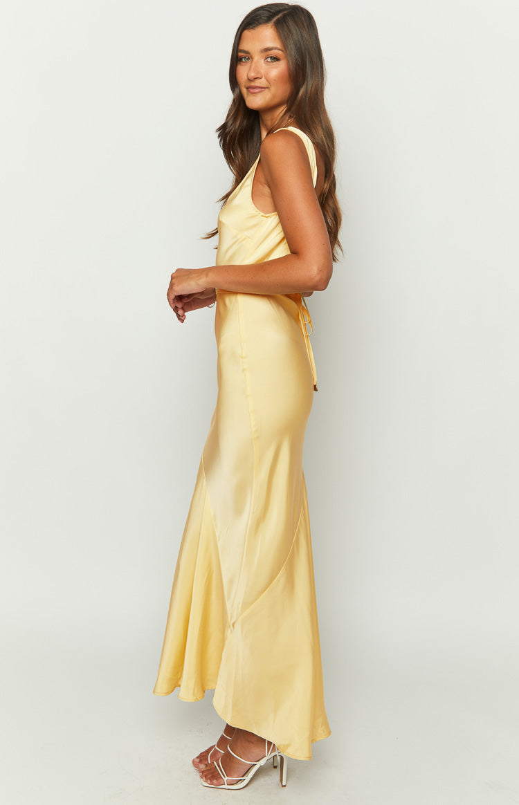 Carnation Yellow Satin Maxi Dress — 4
