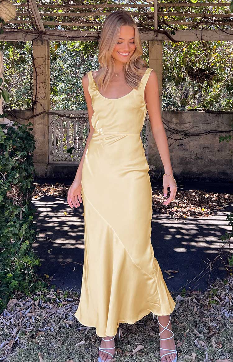 Carnation Yellow Satin Maxi Dress — 8