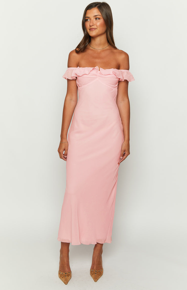Bellflower Pink Chiffon Maxi Dress — 3