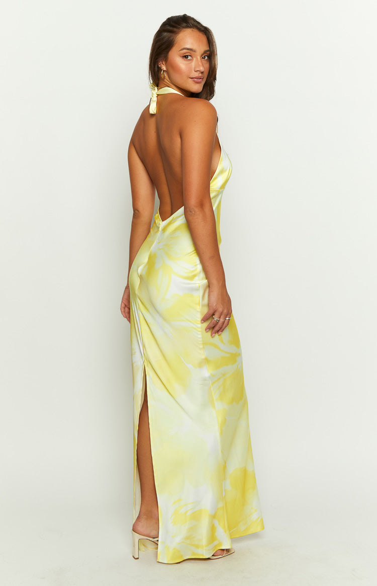 Lyra Yellow Halter Neck Maxi Dress — 5
