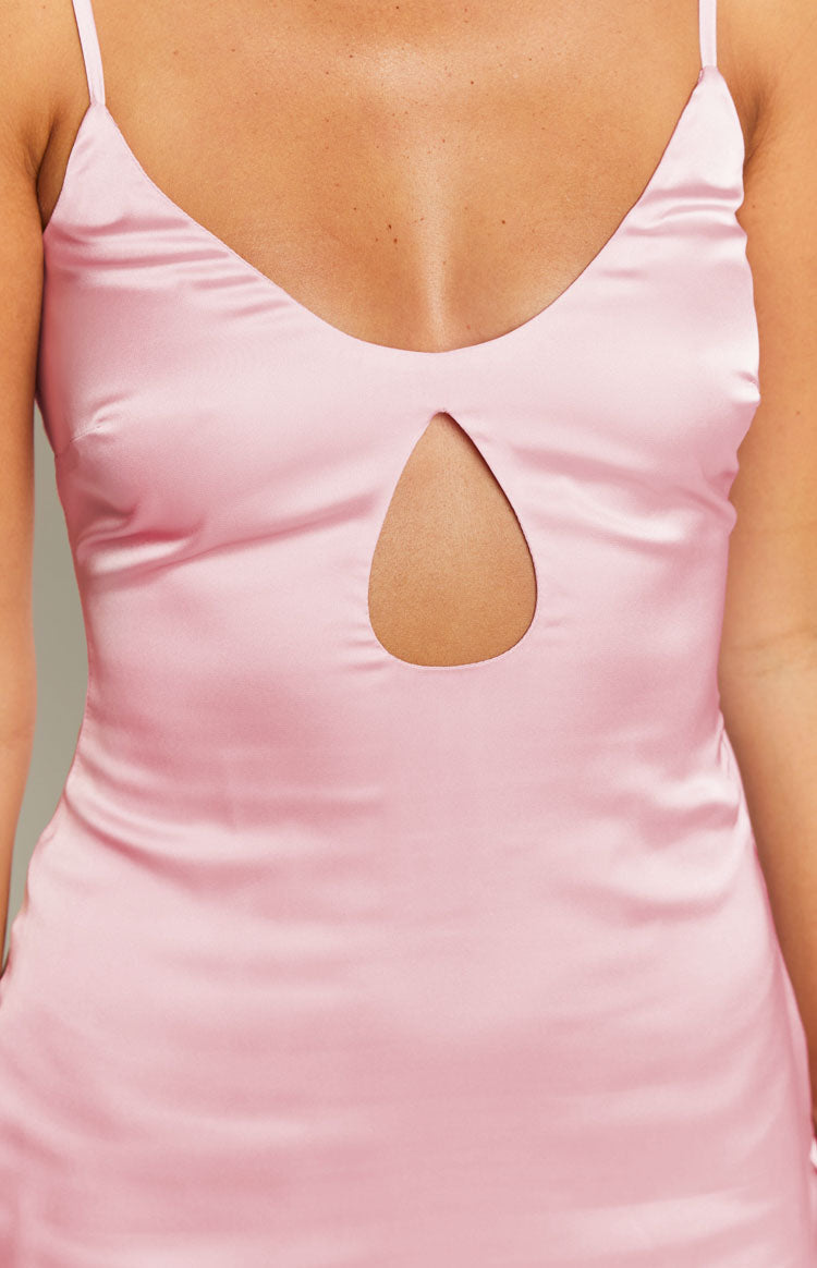 Golden Hour Pink Satin Mini Dress — 5
