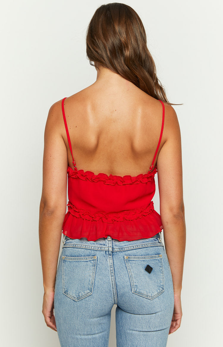 Tora Red Frill Cami — 5