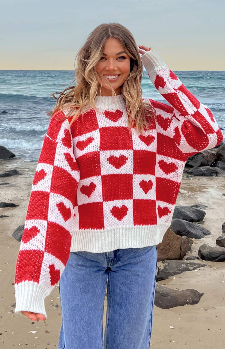 Red Heart Patchwork Jumper — 1