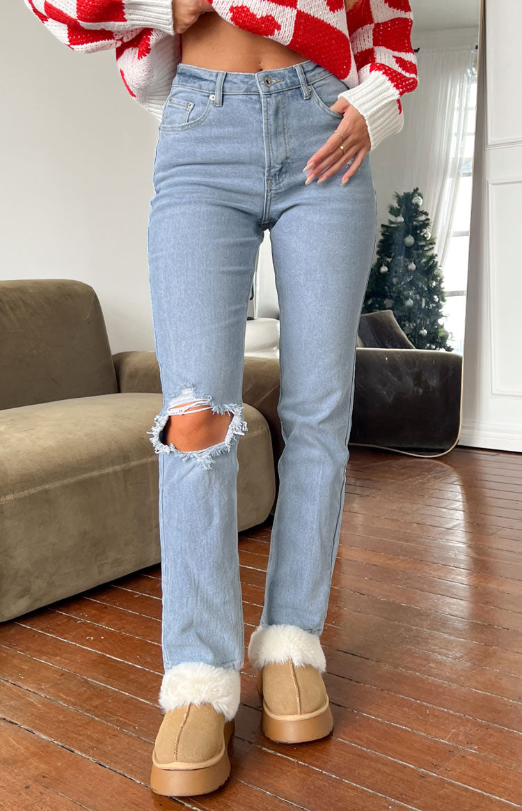 Loui Mid Wash Straight Leg Denim Jeans — 1