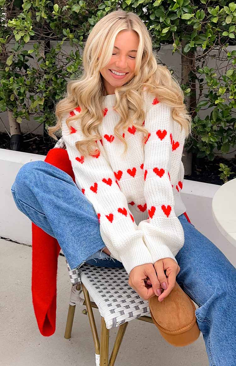 Lovey Red Heart Stripe Jumper — 1