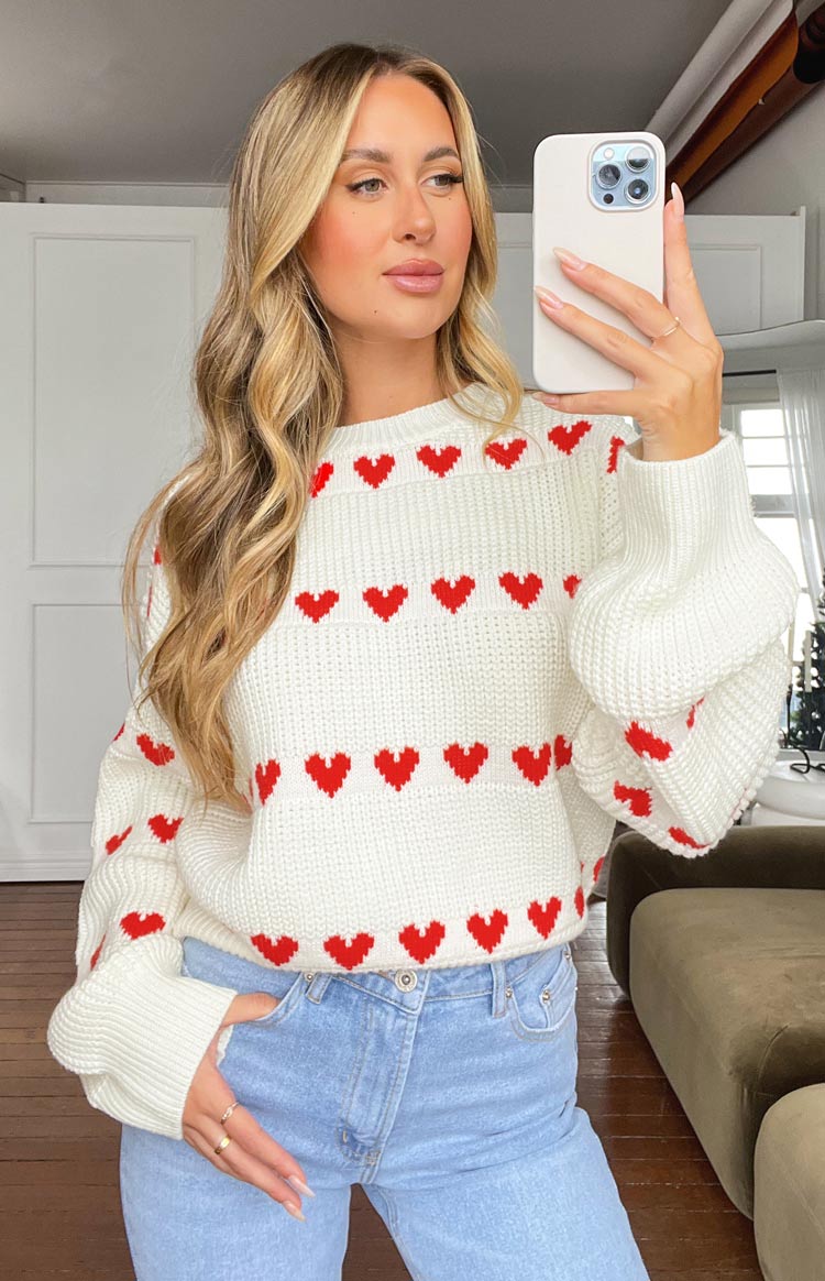 Lovey Red Heart Stripe Jumper — 1