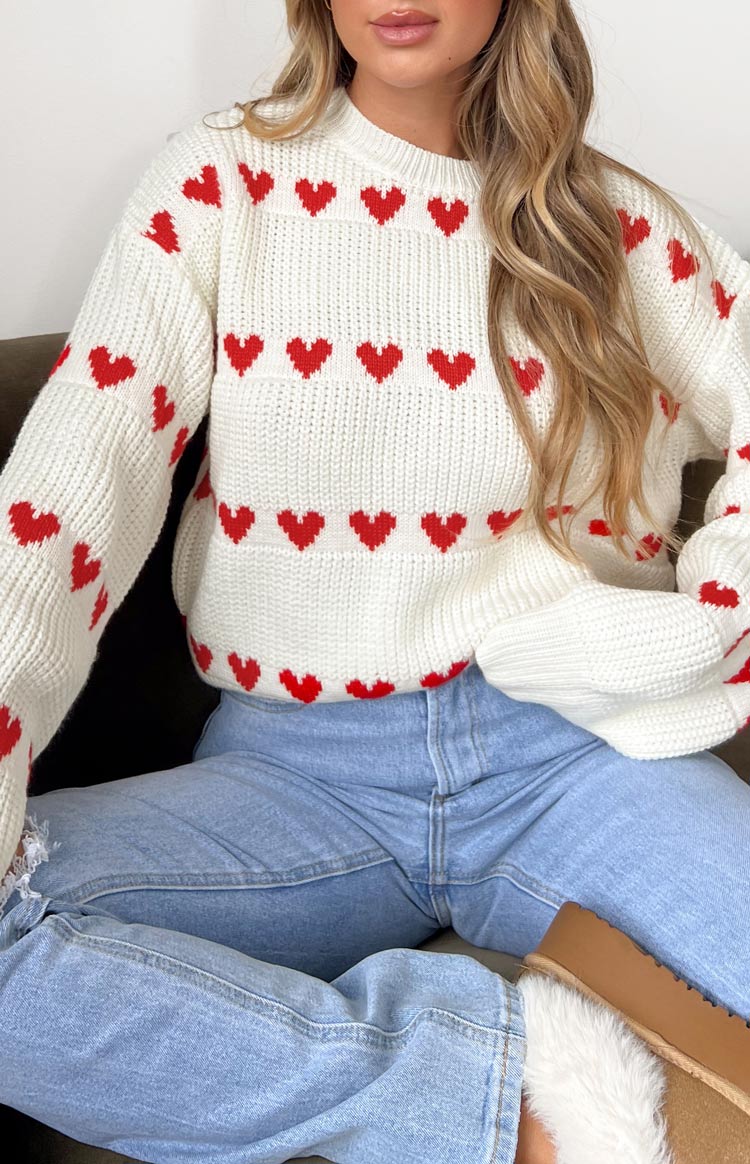 Lovey Red Heart Stripe Jumper — 16