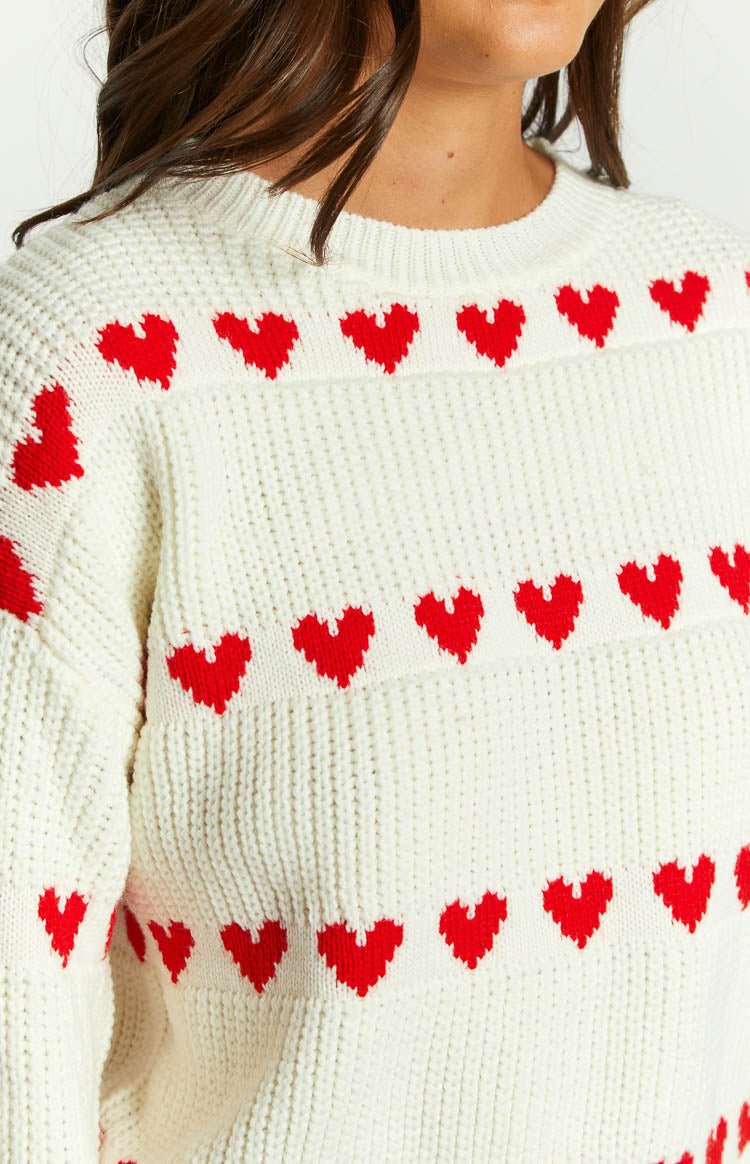 Lovey Red Heart Stripe Jumper — 9