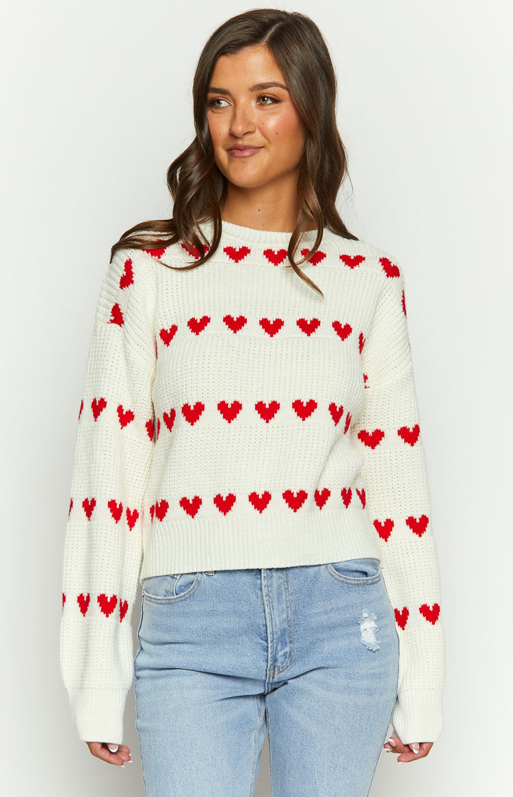 Lovey Red Heart Stripe Jumper — 5