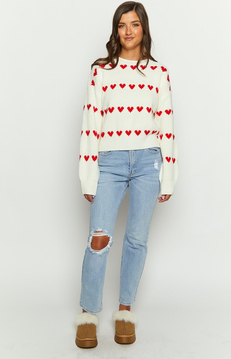 Lovey Red Heart Stripe Jumper — 6