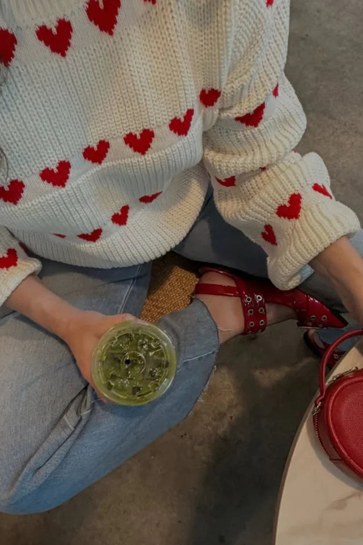 Lovey Red Heart Stripe Jumper — 18