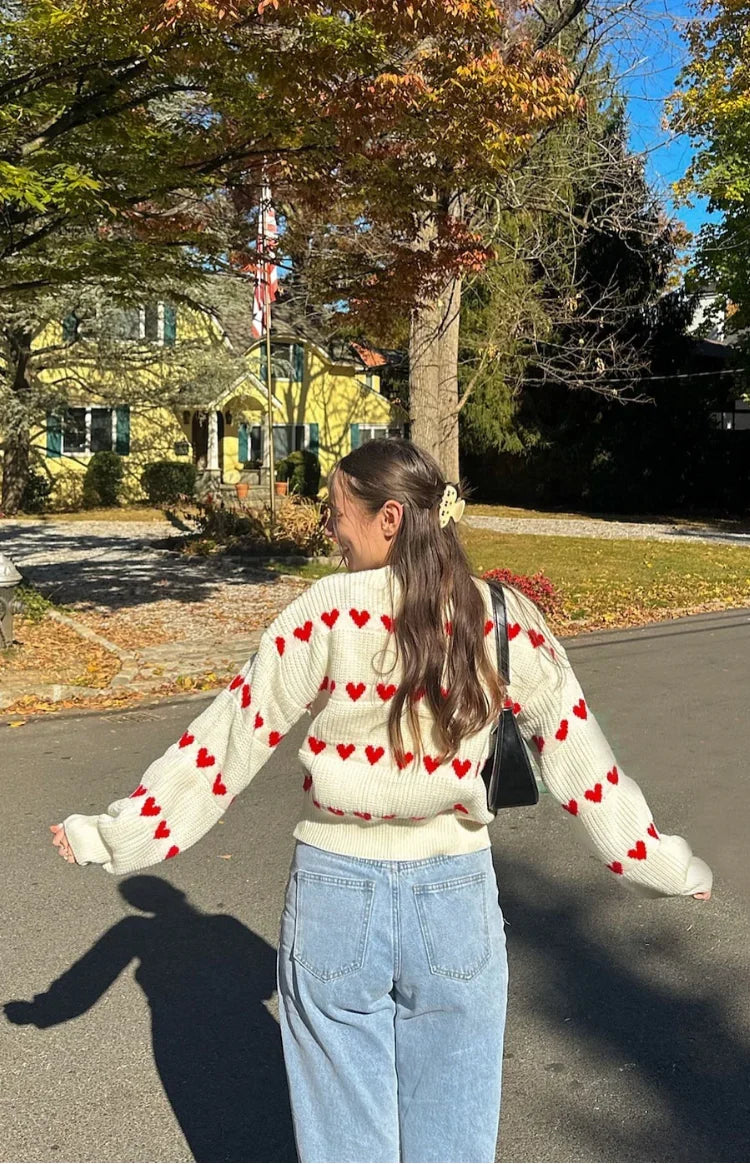 Lovey Red Heart Stripe Jumper — 29