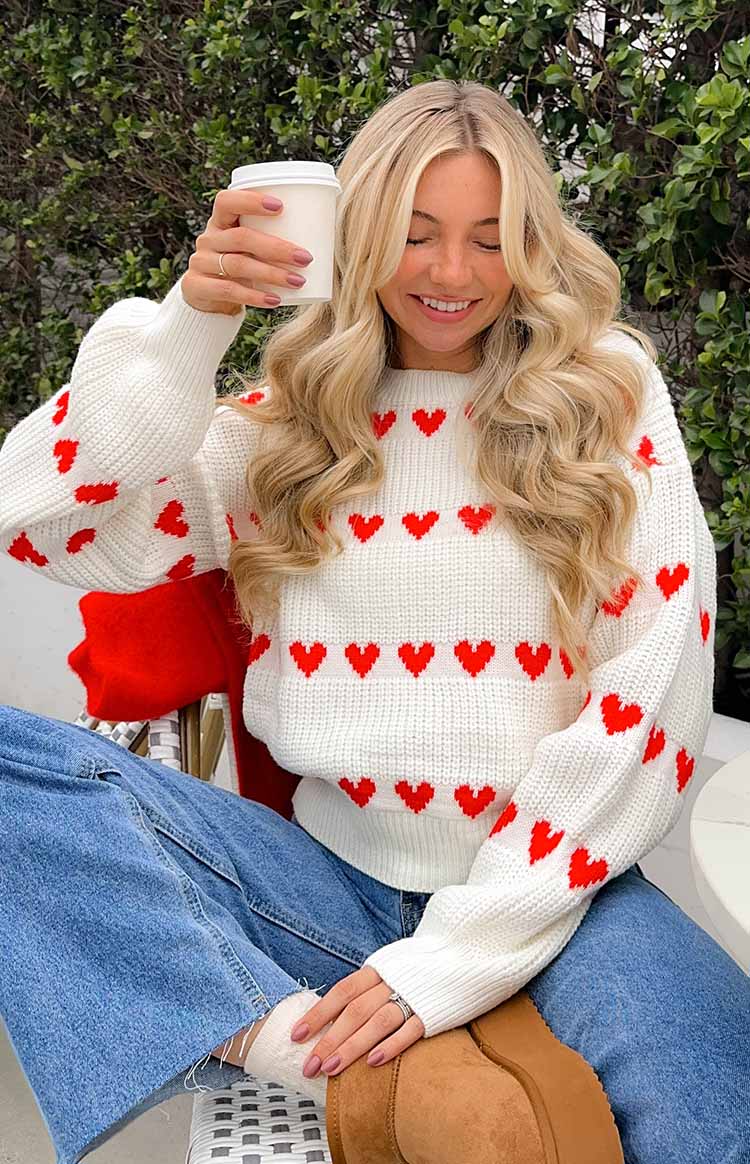 Lovey Red Heart Stripe Jumper — 31