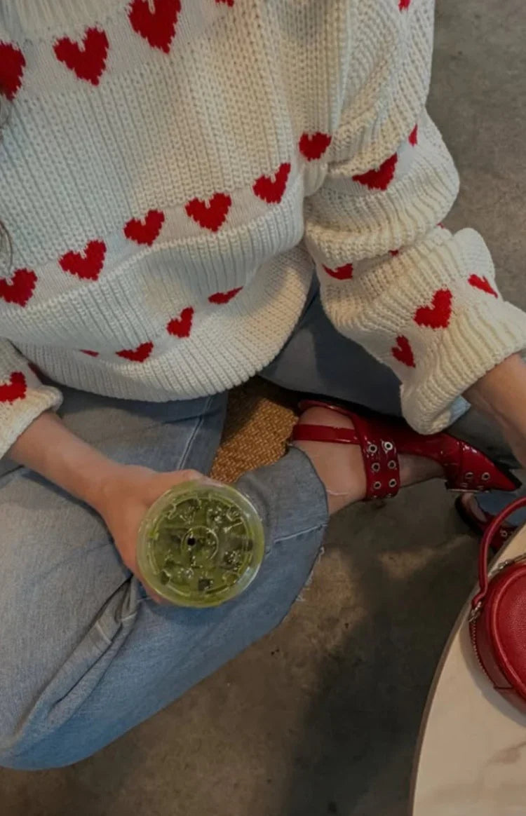 Lovey Red Heart Stripe Jumper — 34