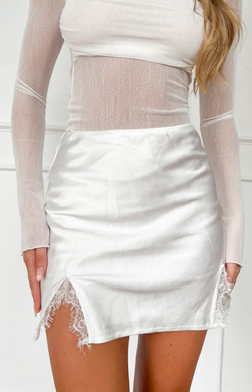 Vivian White Lace Mini Skirt — 1