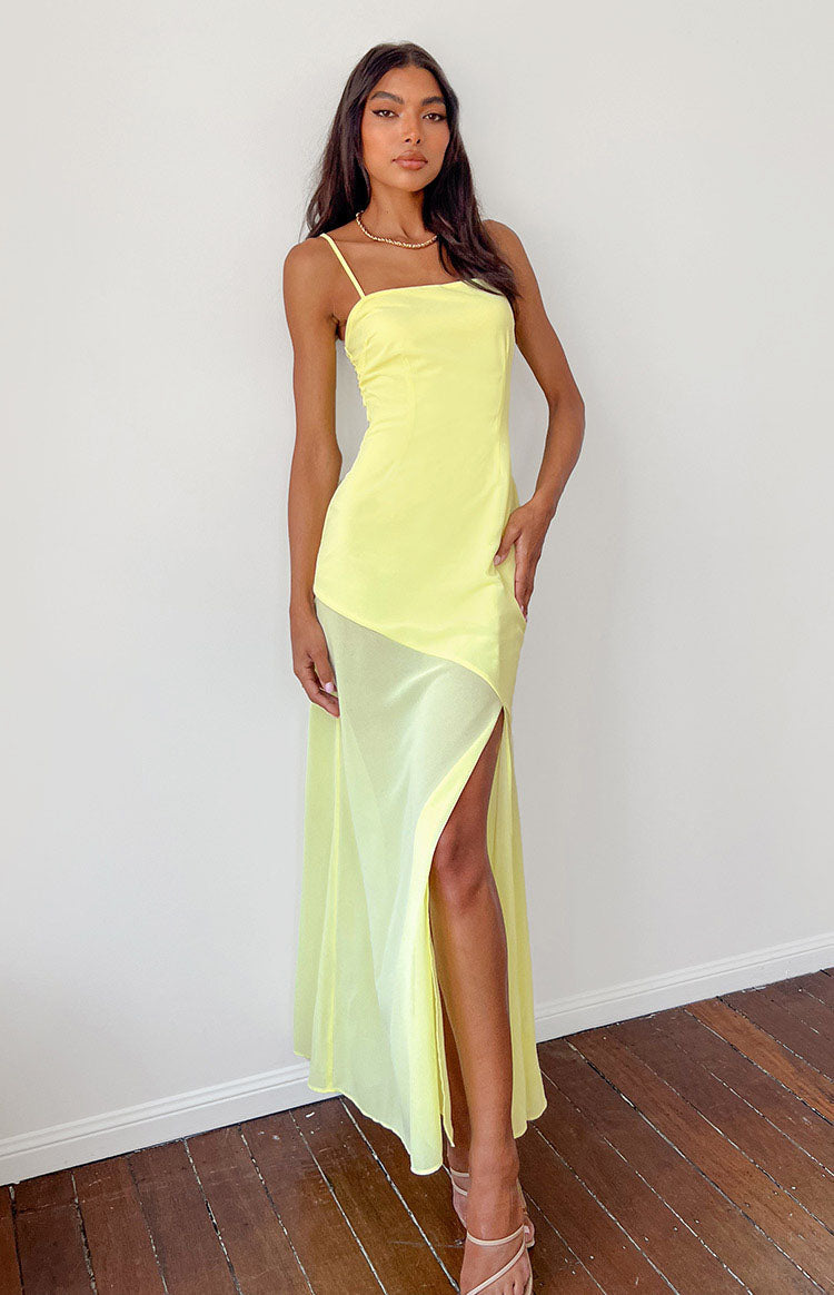Karmic Yellow Chiffon Maxi Dress — 1