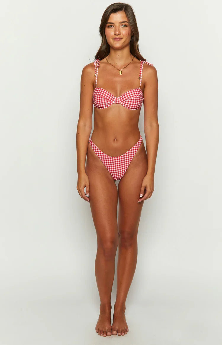9.0 Swim Bianca Red Gingham Bikini Top — 6