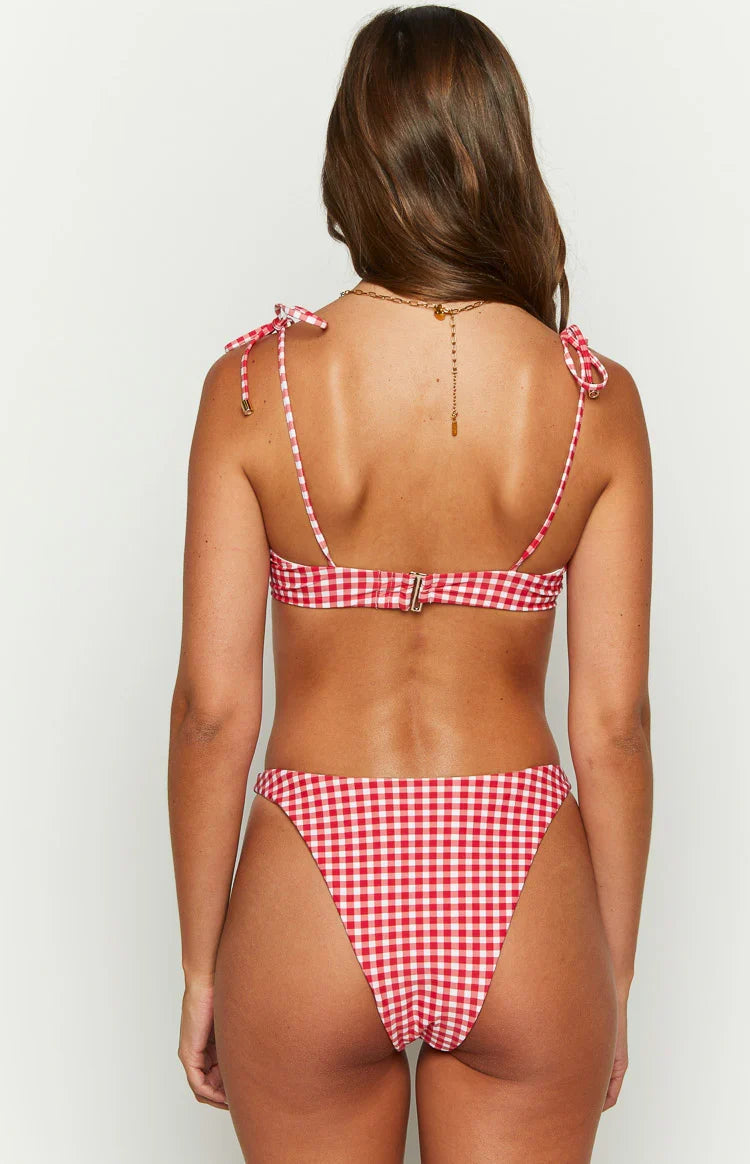 9.0 Swim Bianca Red Gingham Bikini Top — 8