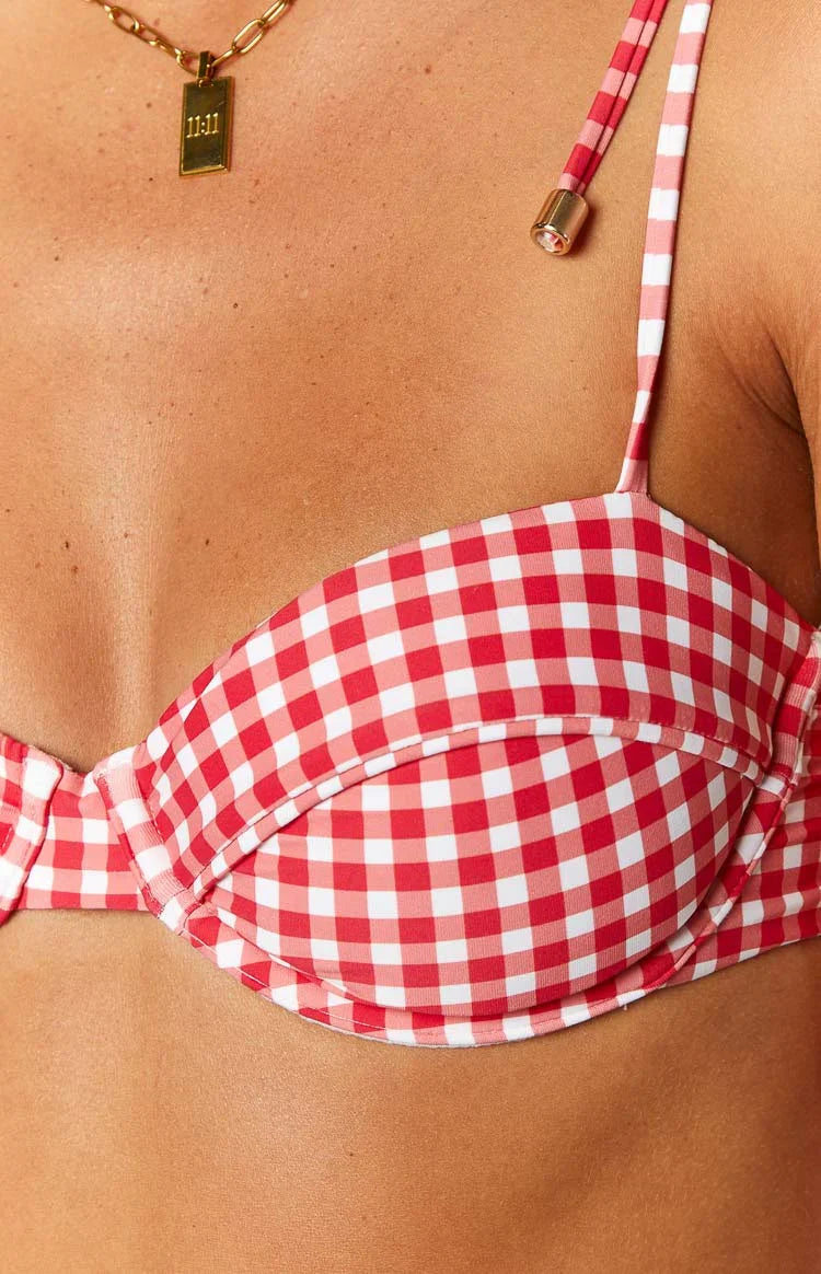 9.0 Swim Bianca Red Gingham Bikini Top — 9
