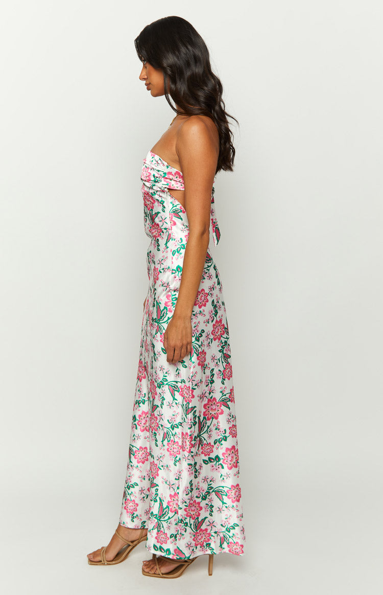 Astra Strapless Floral Satin Midi Dress — 3