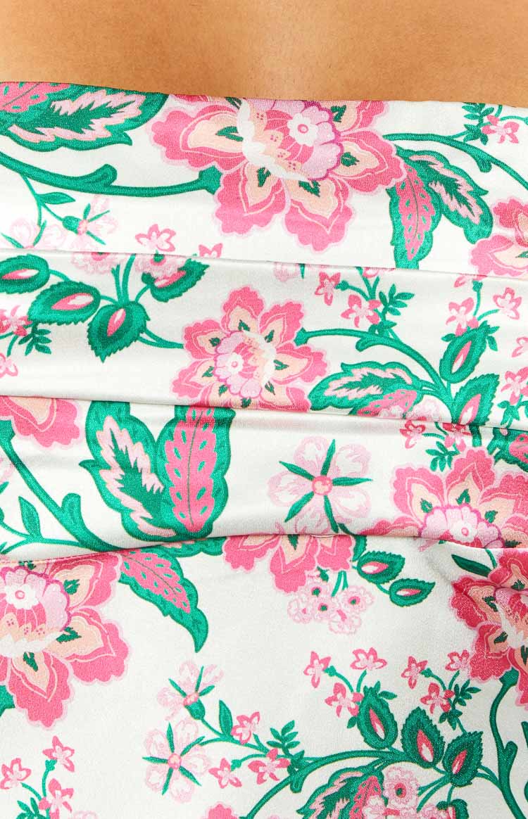 Astra Strapless Floral Satin Midi Dress — 5