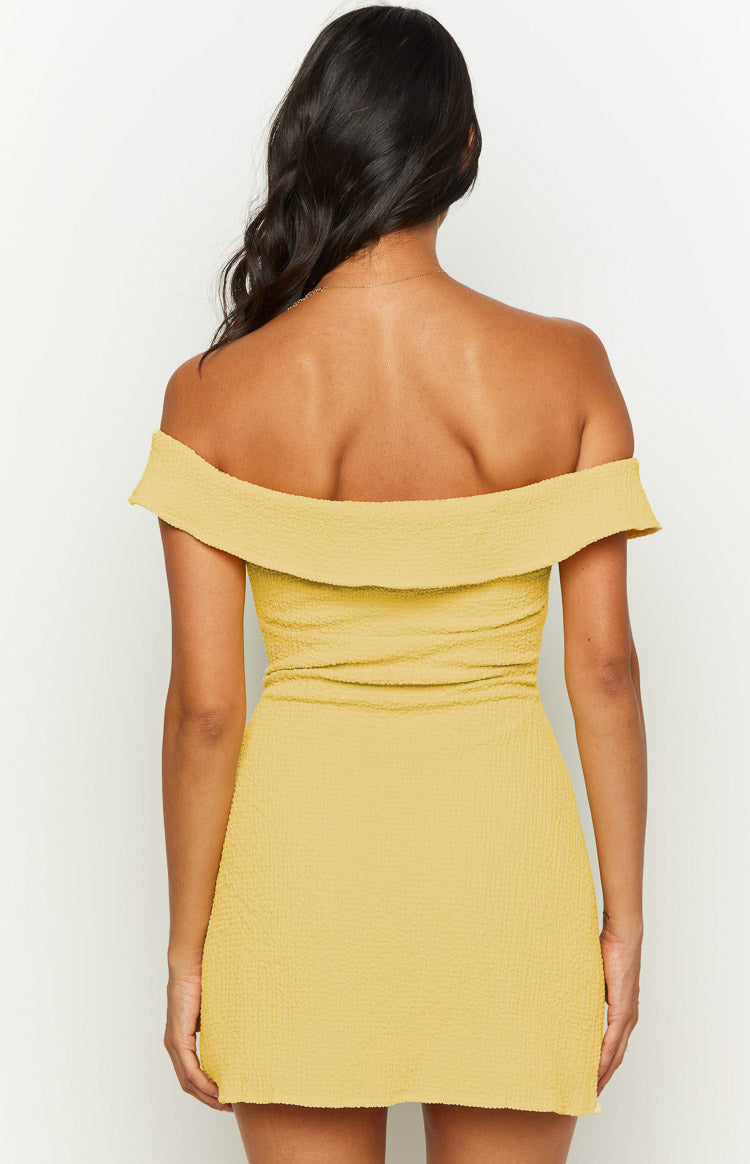 Daydreaming Yellow Off Shoulder Mini Dress — 5