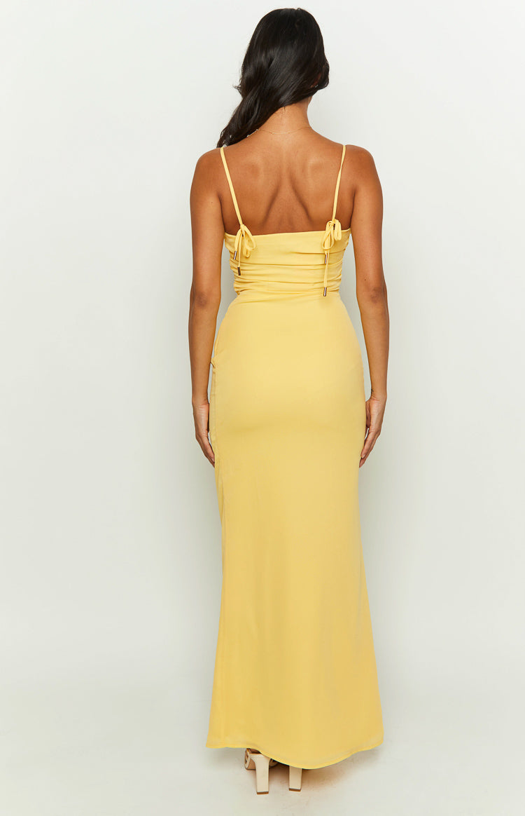Yitra Yellow Chiffon Maxi Dress — 5