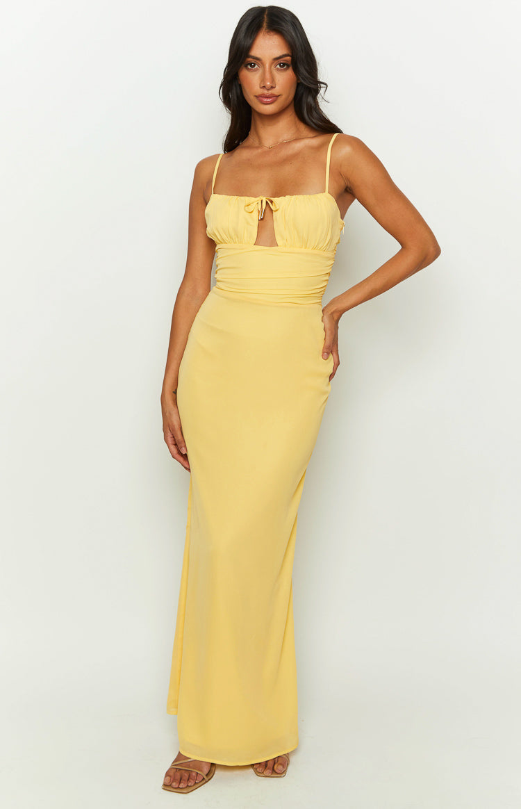 Yitra Yellow Chiffon Maxi Dress — 3