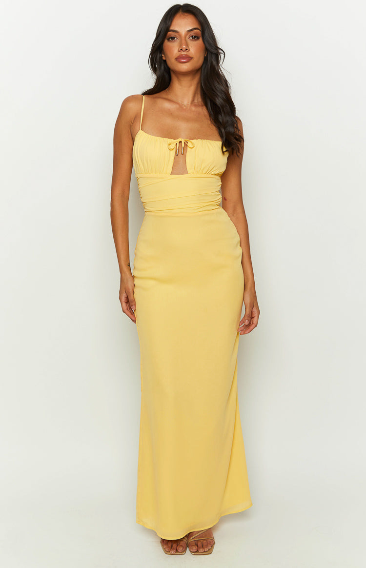 Yitra Yellow Chiffon Maxi Dress — 2