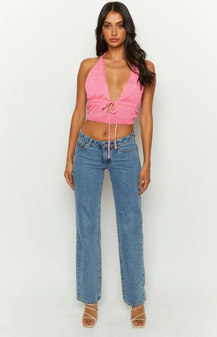 Otto Pink Knit Crop Top — 7