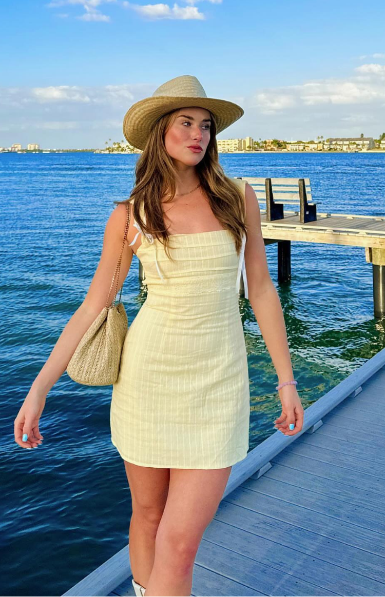 Taylor Yellow Tie Back Mini Dress — 14