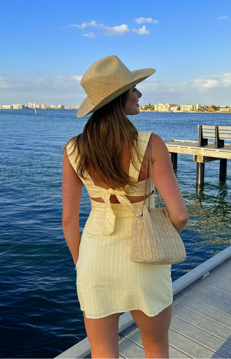 Taylor Yellow Tie Back Mini Dress — 15