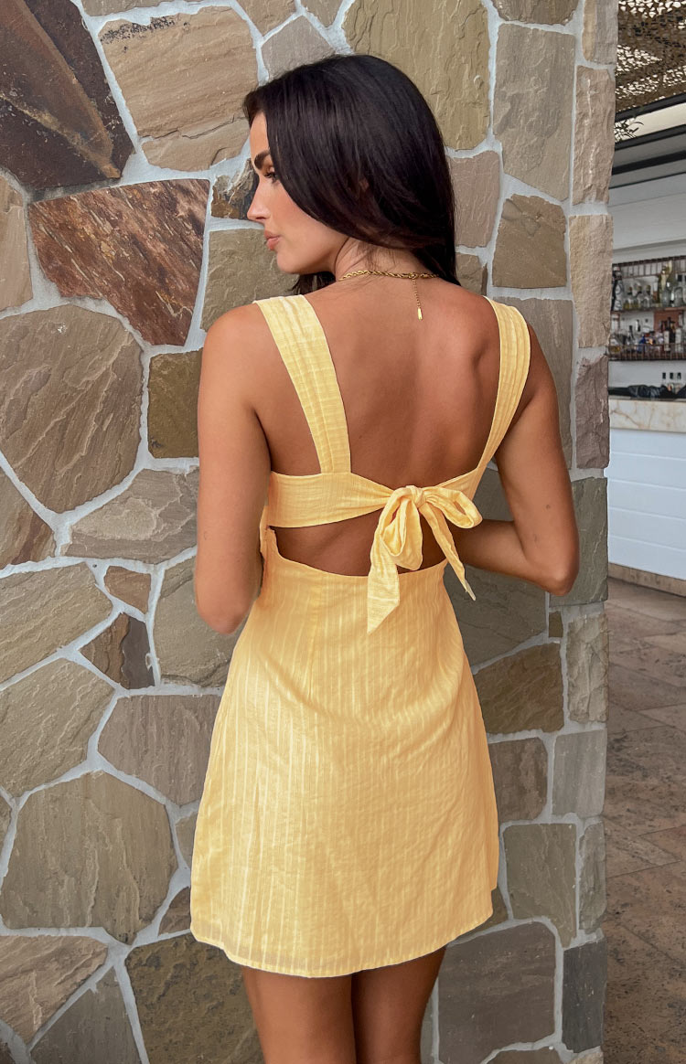 Taylor Yellow Tie Back Mini Dress — 17