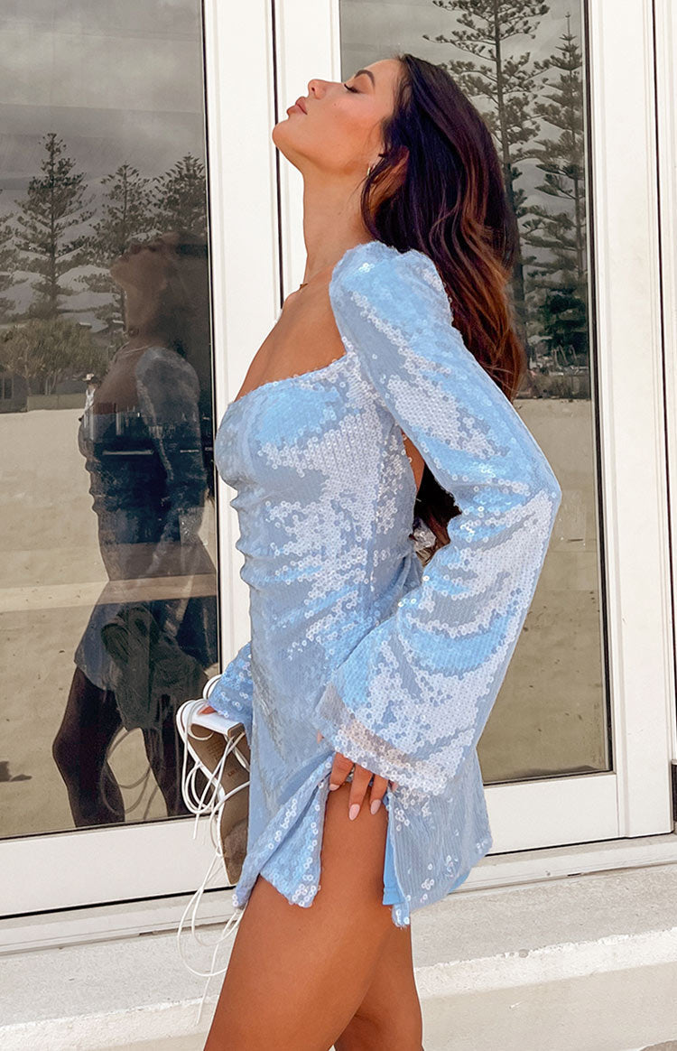 Marienne Blue Sequin Mini Dress — 8