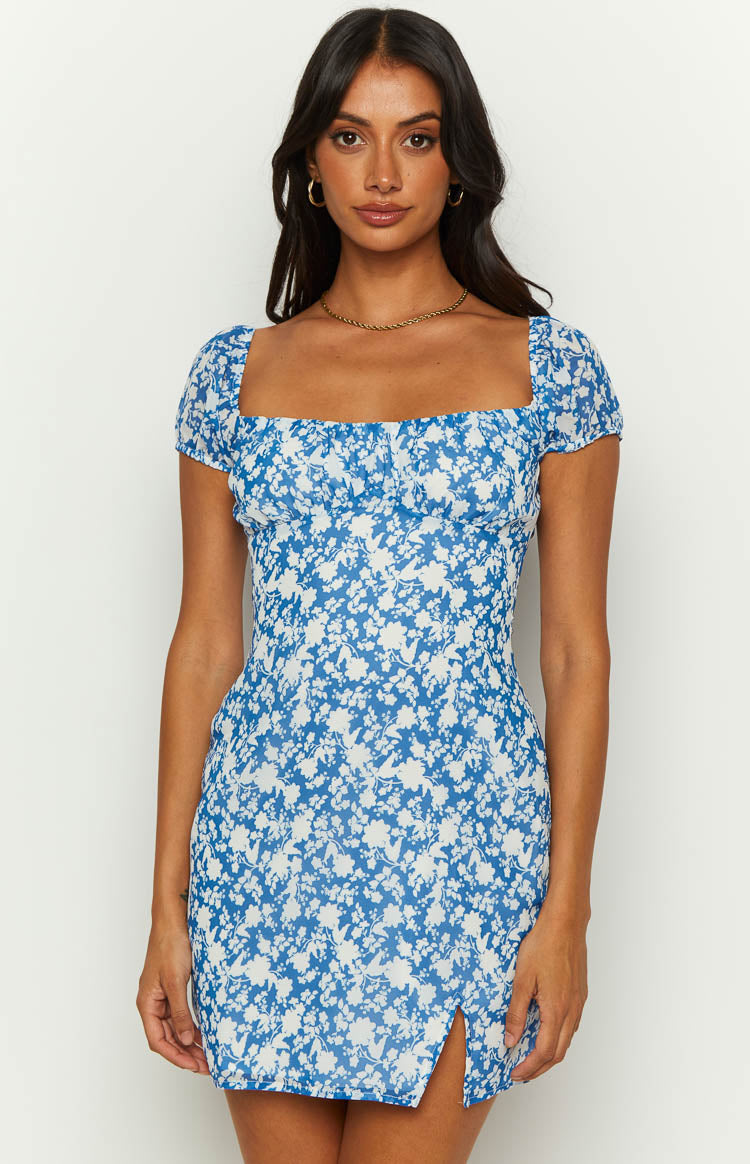 Love & Lust Blue Floral Mini Dress — 3