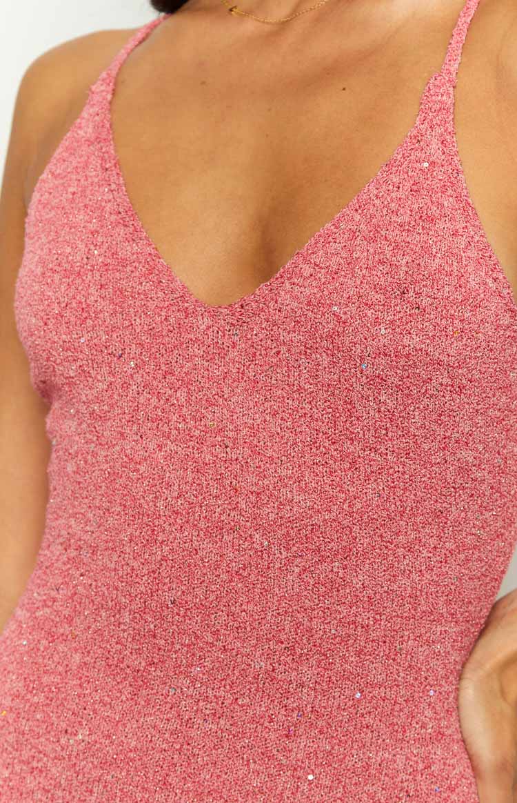 Airdrie Pink Knit Maxi Dress — 5
