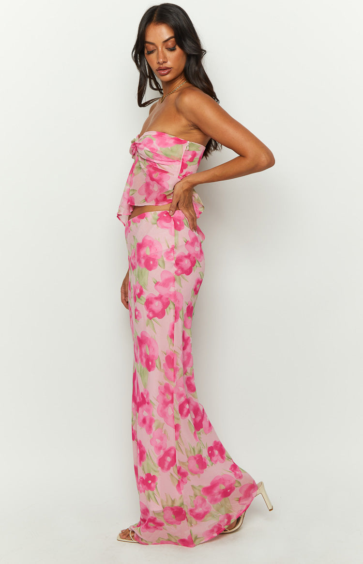 Jacqulin Pink Floral Print Maxi Skirt — 2
