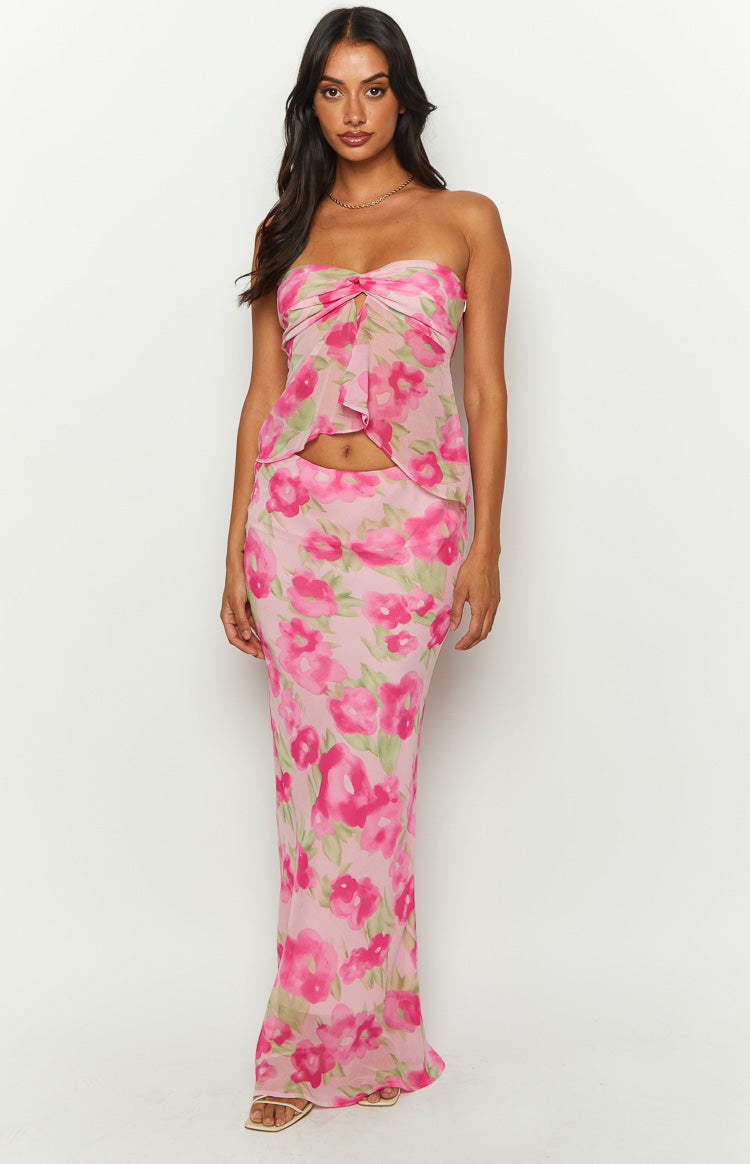 Jacqulin Pink Floral Print Maxi Skirt — 3