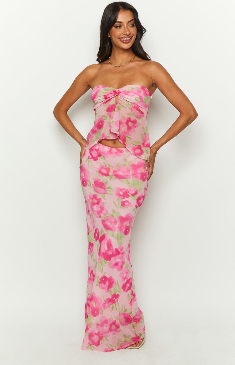 Jacqulin Pink Floral Print Maxi Skirt — 4