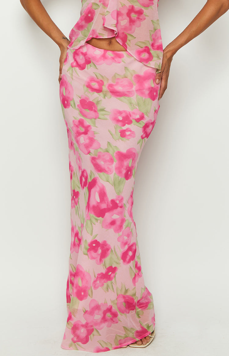 Jacqulin Pink Floral Print Maxi Skirt — 6