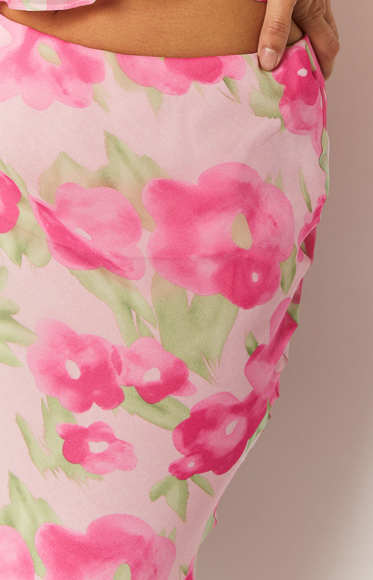 Jacqulin Pink Floral Print Maxi Skirt — 7
