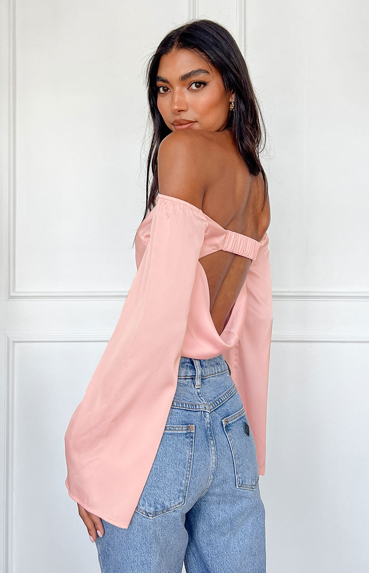 Darcie Pink Satin Long Sleeve Top — 7