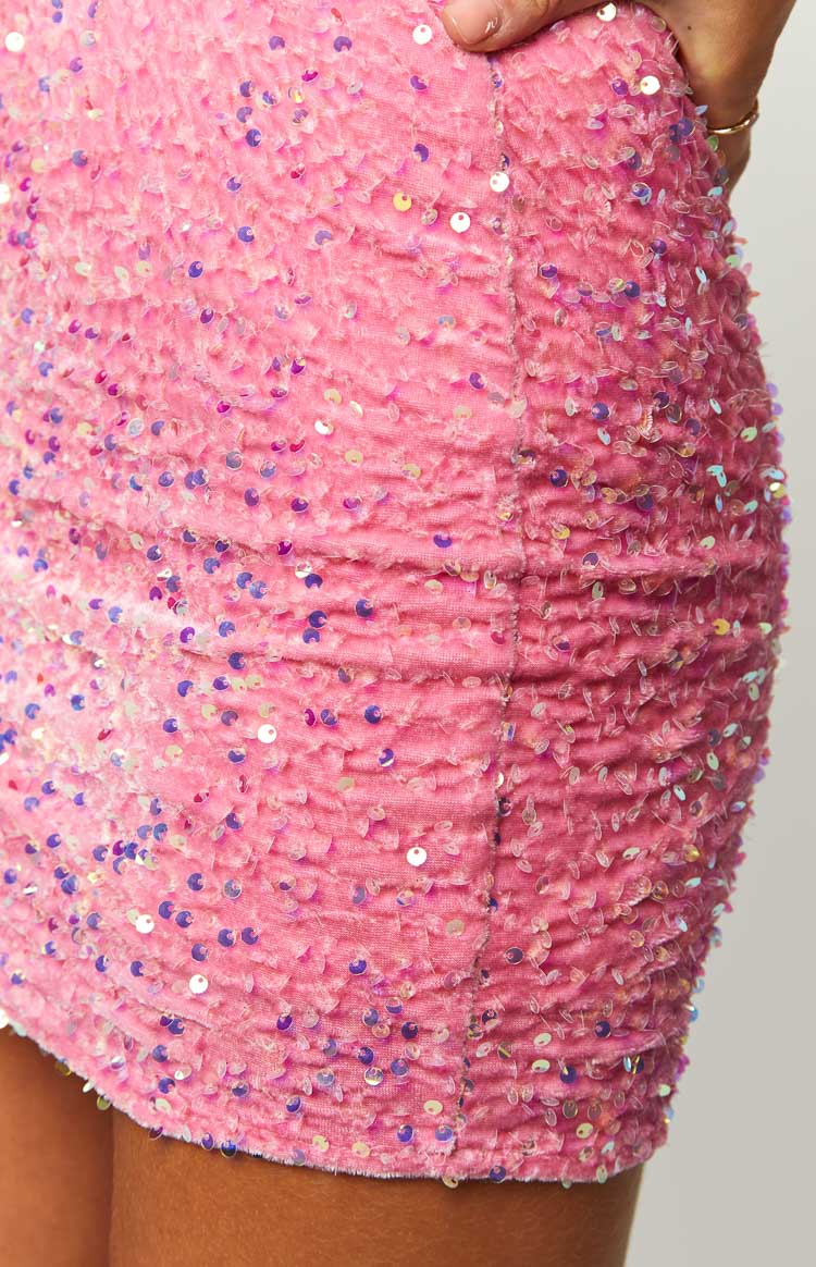 Sofie Pink Sequin Strapless Mini Dress — 12