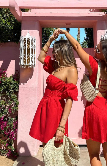 Love Lost Off The Shoulder Red Mini Dress — 1