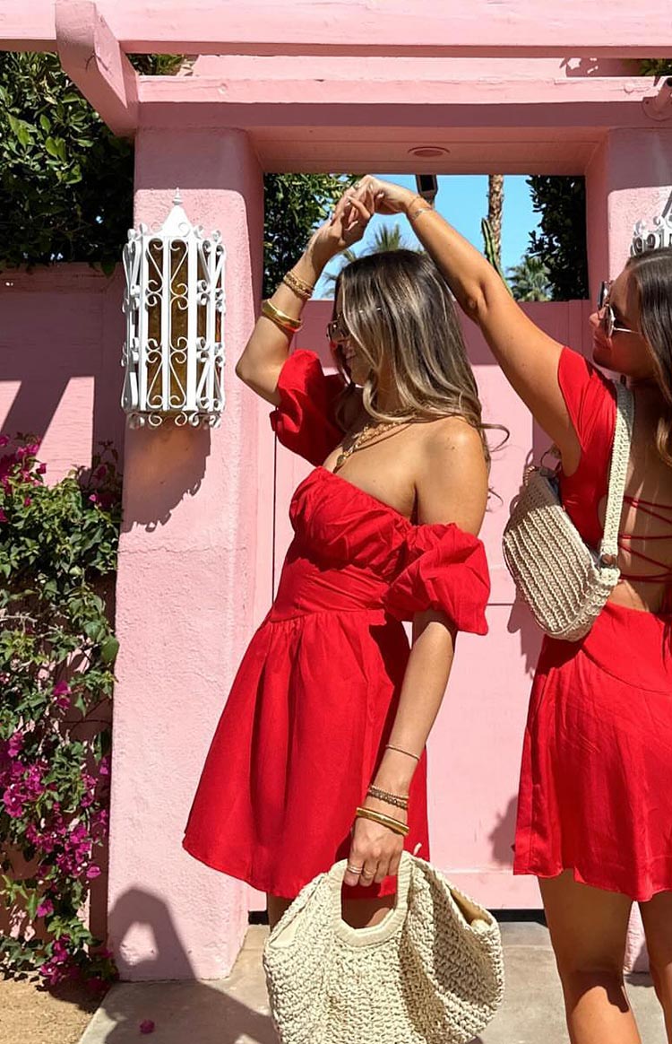 Love Lost Off The Shoulder Red Mini Dress — 1