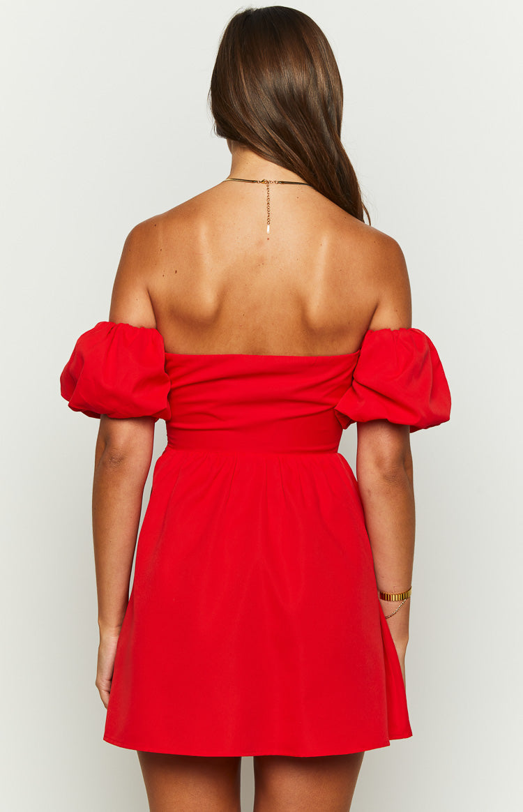 Love Lost Off The Shoulder Red Mini Dress — 4